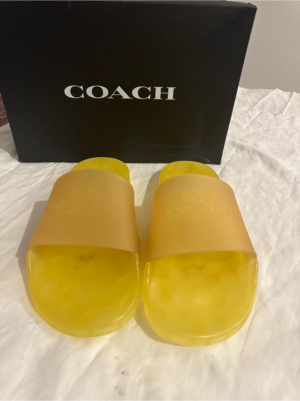 Coach Translucent Yellow Slide Sandals - Picture 2 of 5